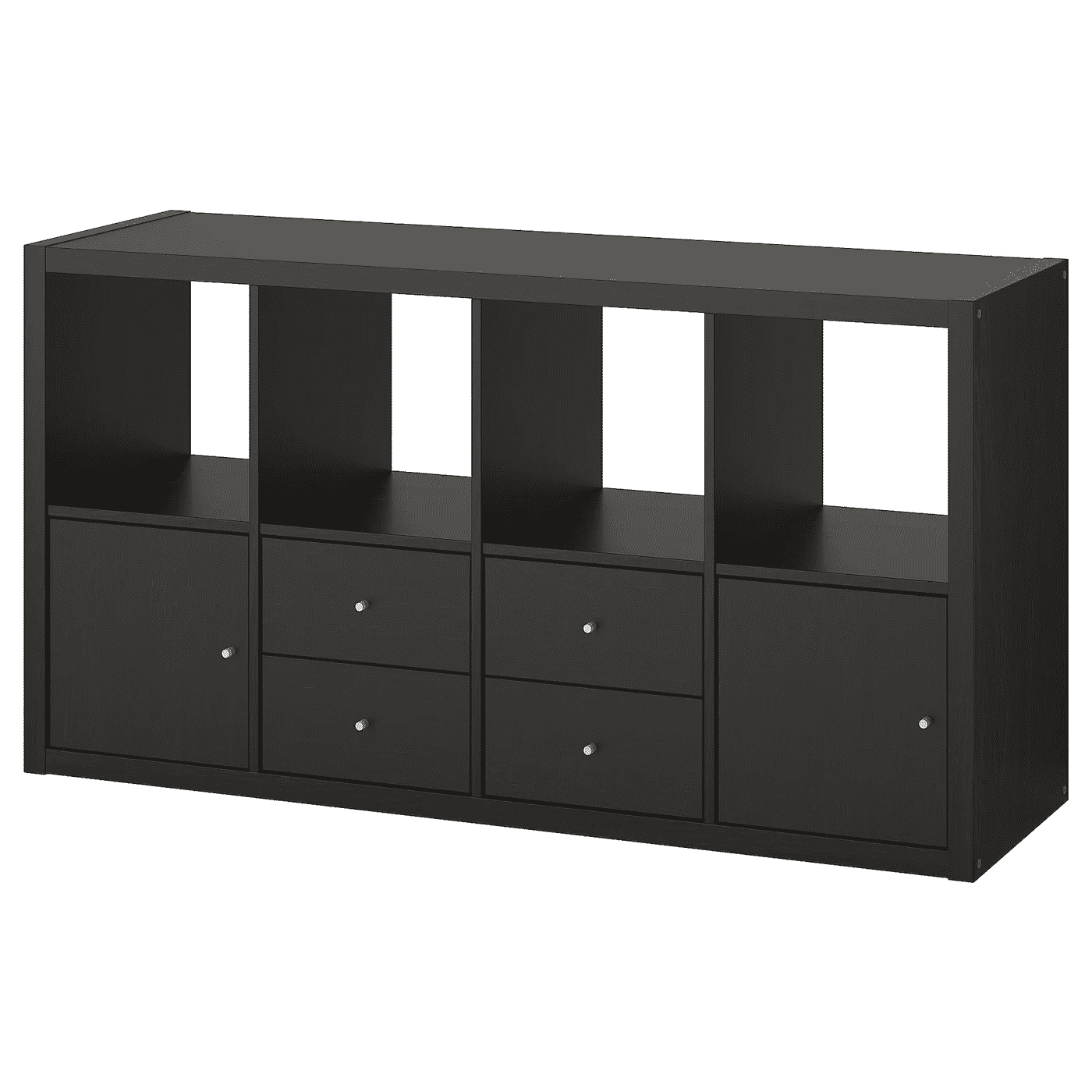 KALLAX Shelf unit with 4 inserts, black-brown