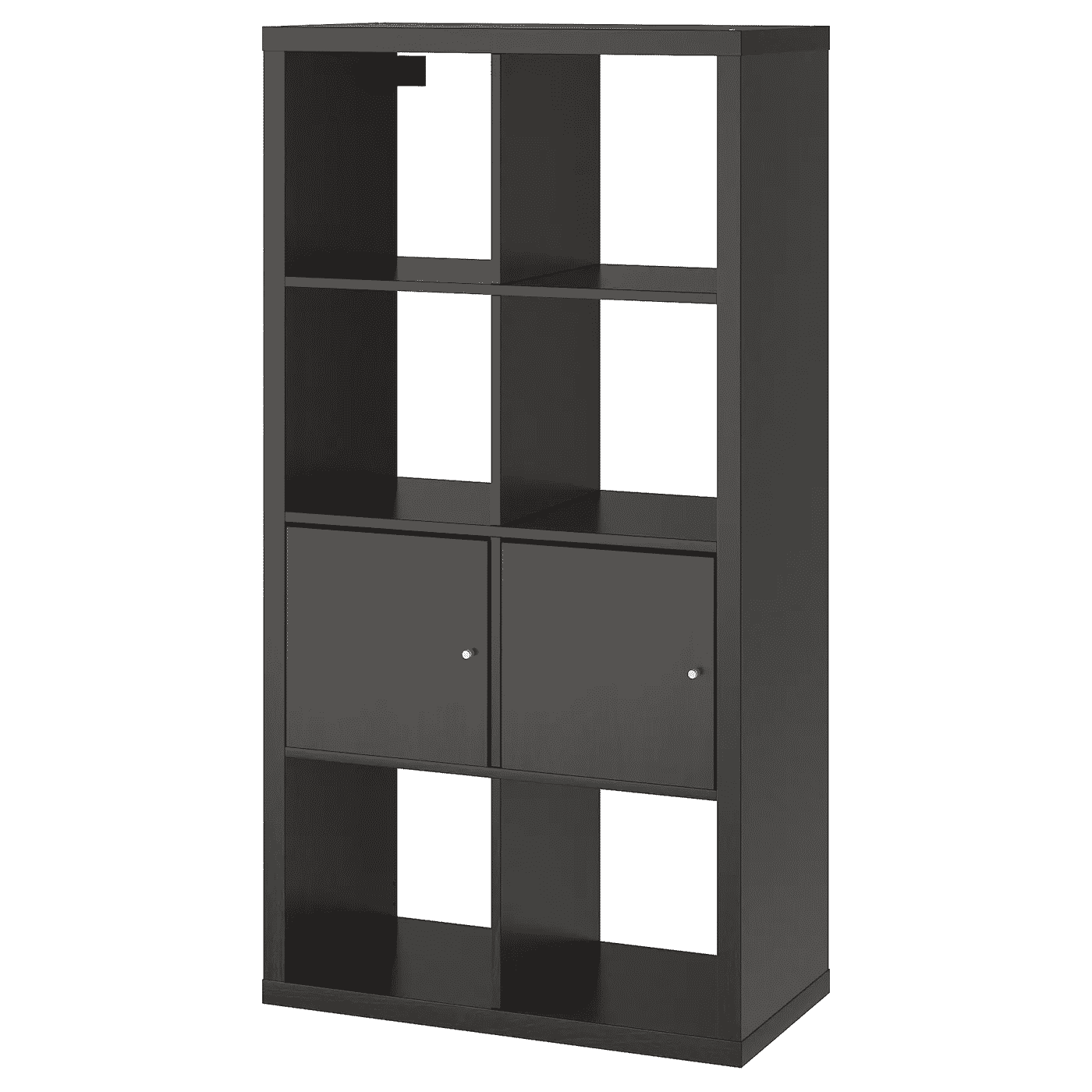 KALLAX Shelf unit with doors, black-brown