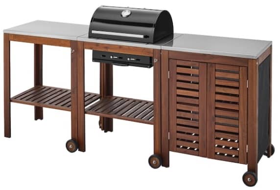 ÄPPLARÖ KLASEN Charcoal Grill with Cart & Cabinet