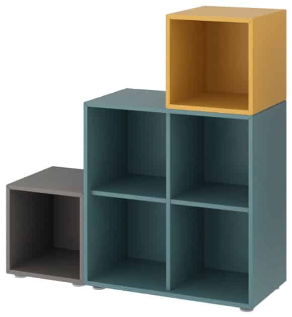 EKET Storage Combination with Feet, Golden Brown & Gray Turquoise & Dark Gray
