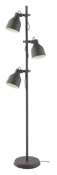 HEKTAR Floor Lamp w 3-Spots & LED Bulbs, Dark Gray