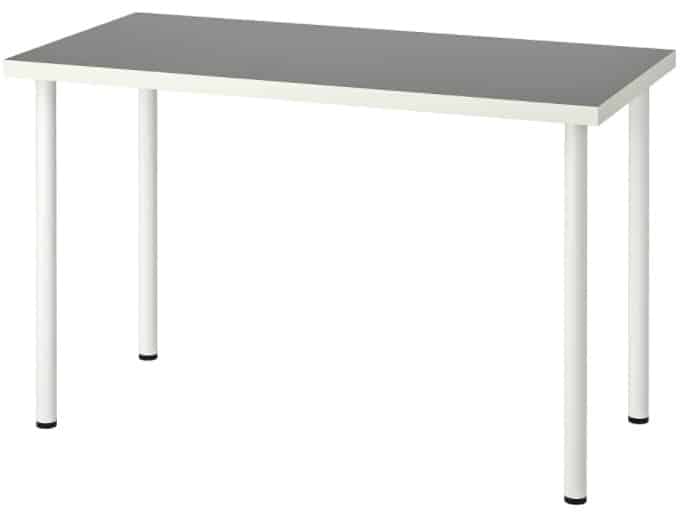 LINNMON ADILS Table, White Light Gray 47 1 4 x 23 5 8”