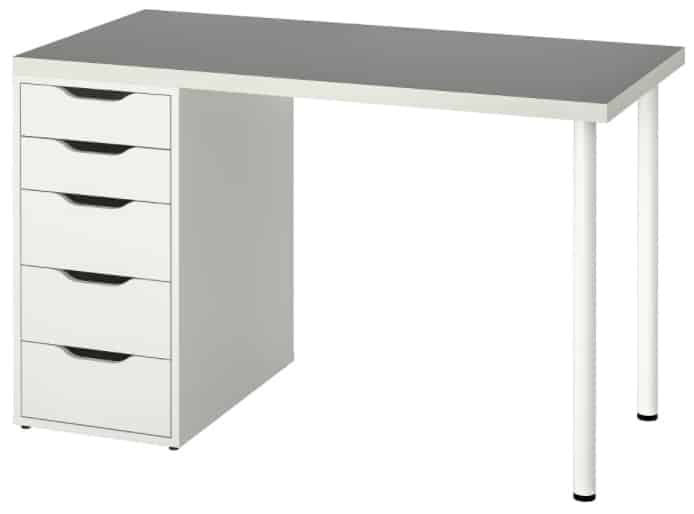 LINNMON ALEX Table, White Light Gray 47 1 4 x 23 5 8”