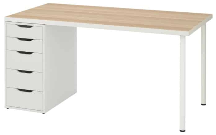 LINNMON ALEX Table, White Stained Oak 59x29 1 2”