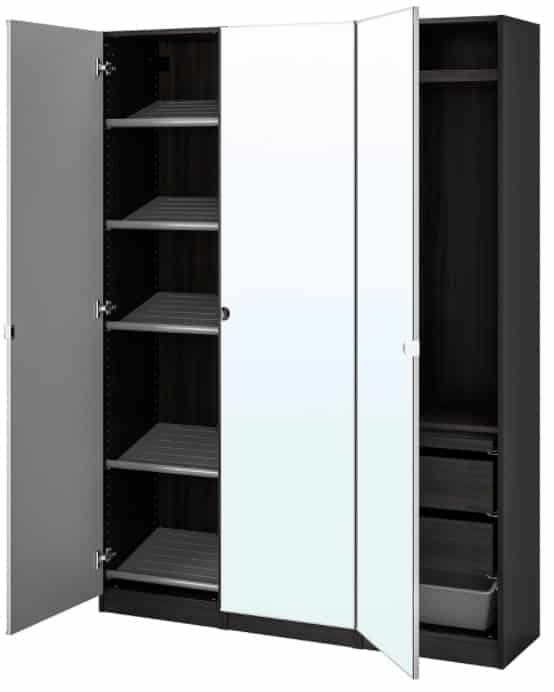 PAX VIKEDAL Wardrobe Combination, Minor Glass Black-Brown