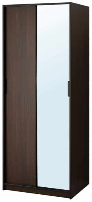 TRYSIL Wardrobe, Mirror Glass Dark Brown