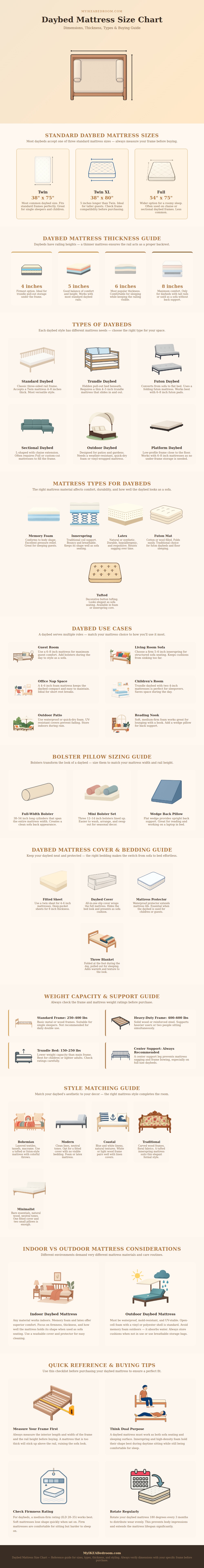 Daybed Mattress Size Chart