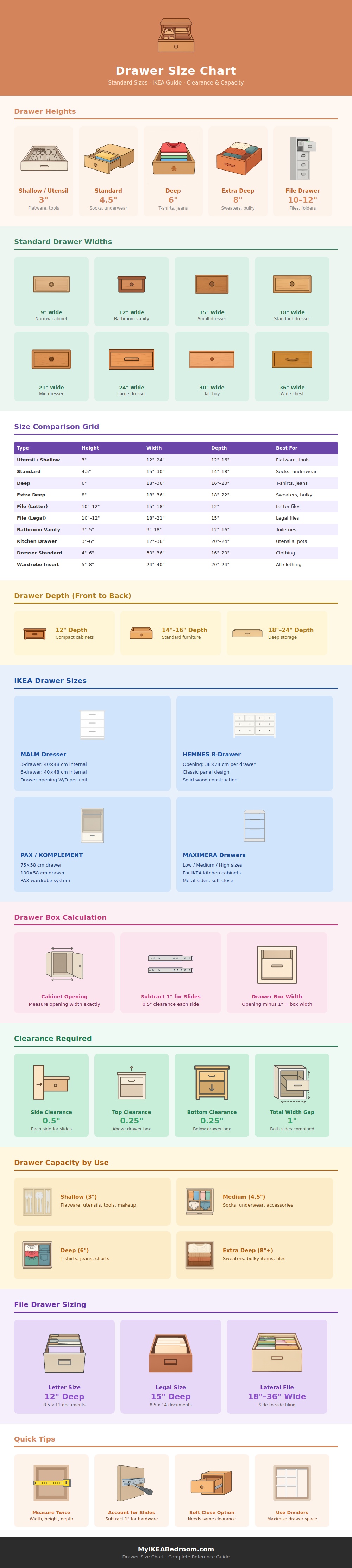 Drawer Size Chart