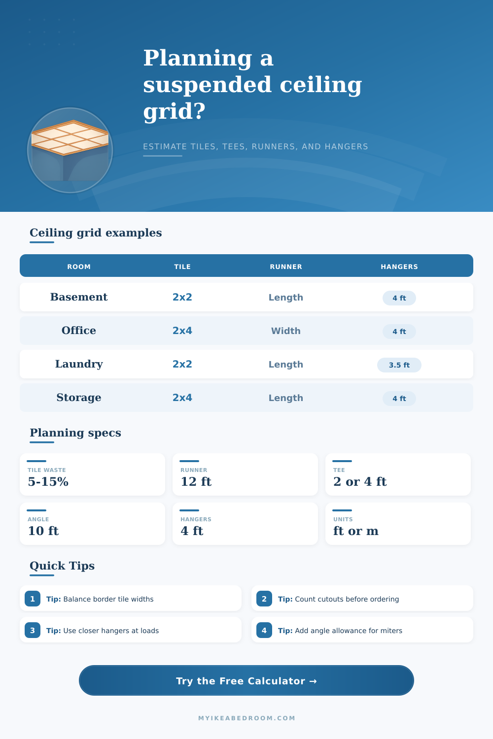 Ceiling Grid Calculator