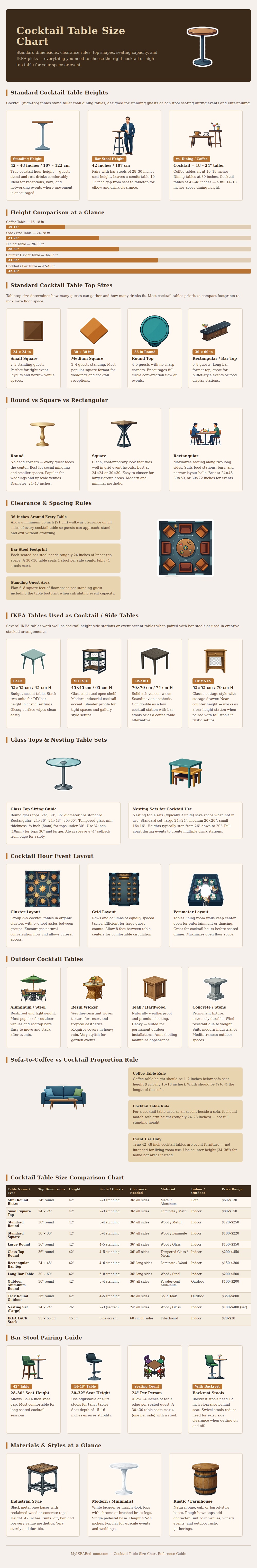 Cocktail Table Size Chart