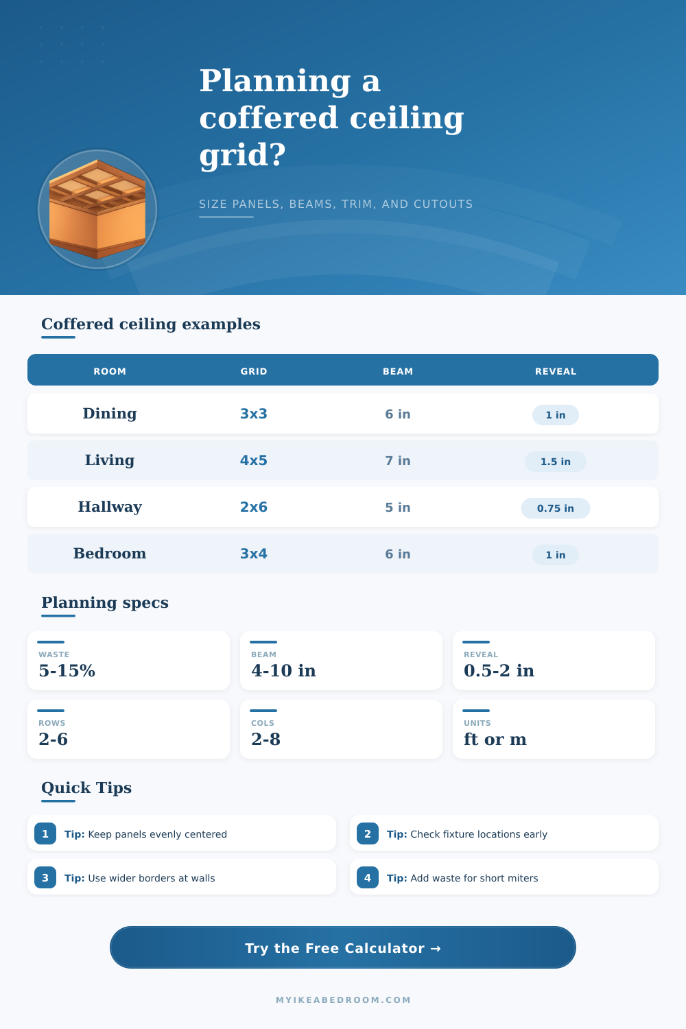 Coffered Ceiling Calculator