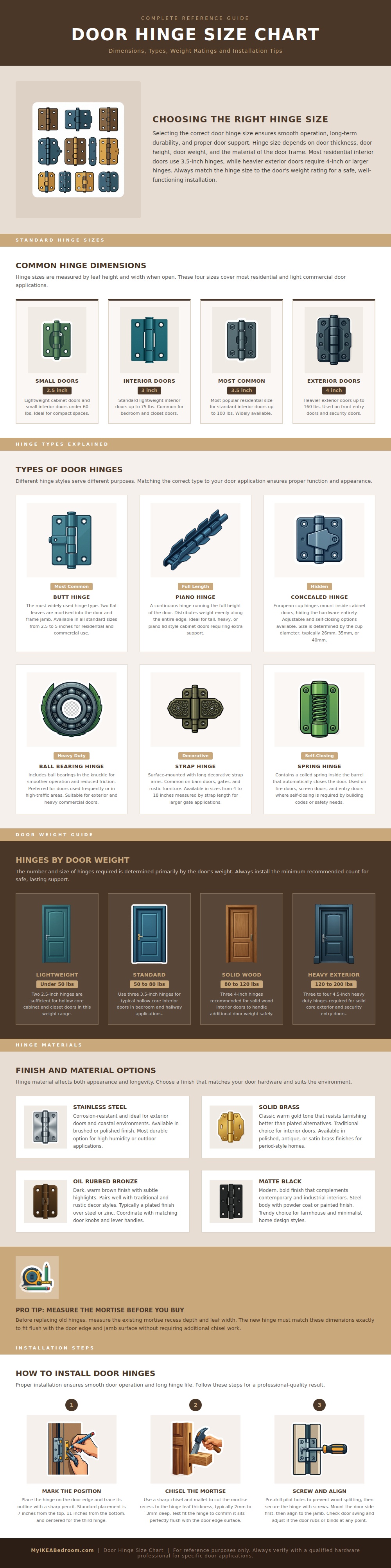 Door Hinge Size Chart