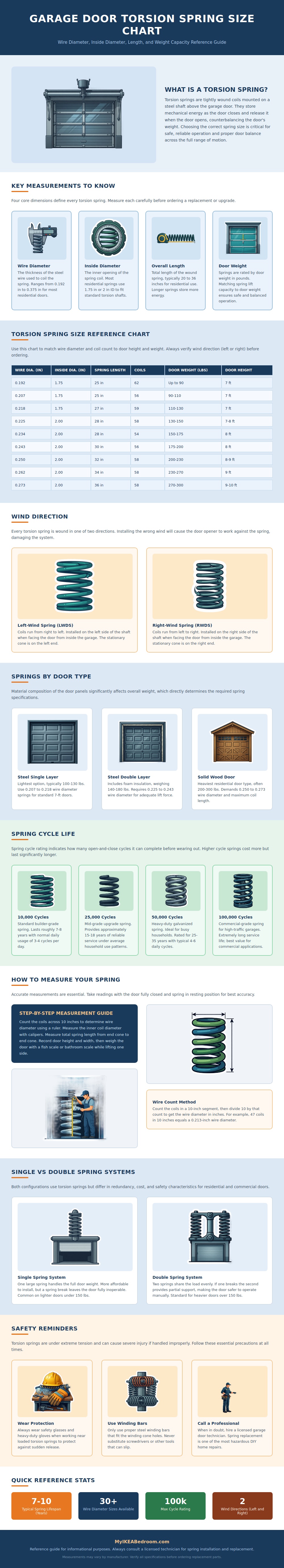 Garage Door Torsion Spring Size Chart