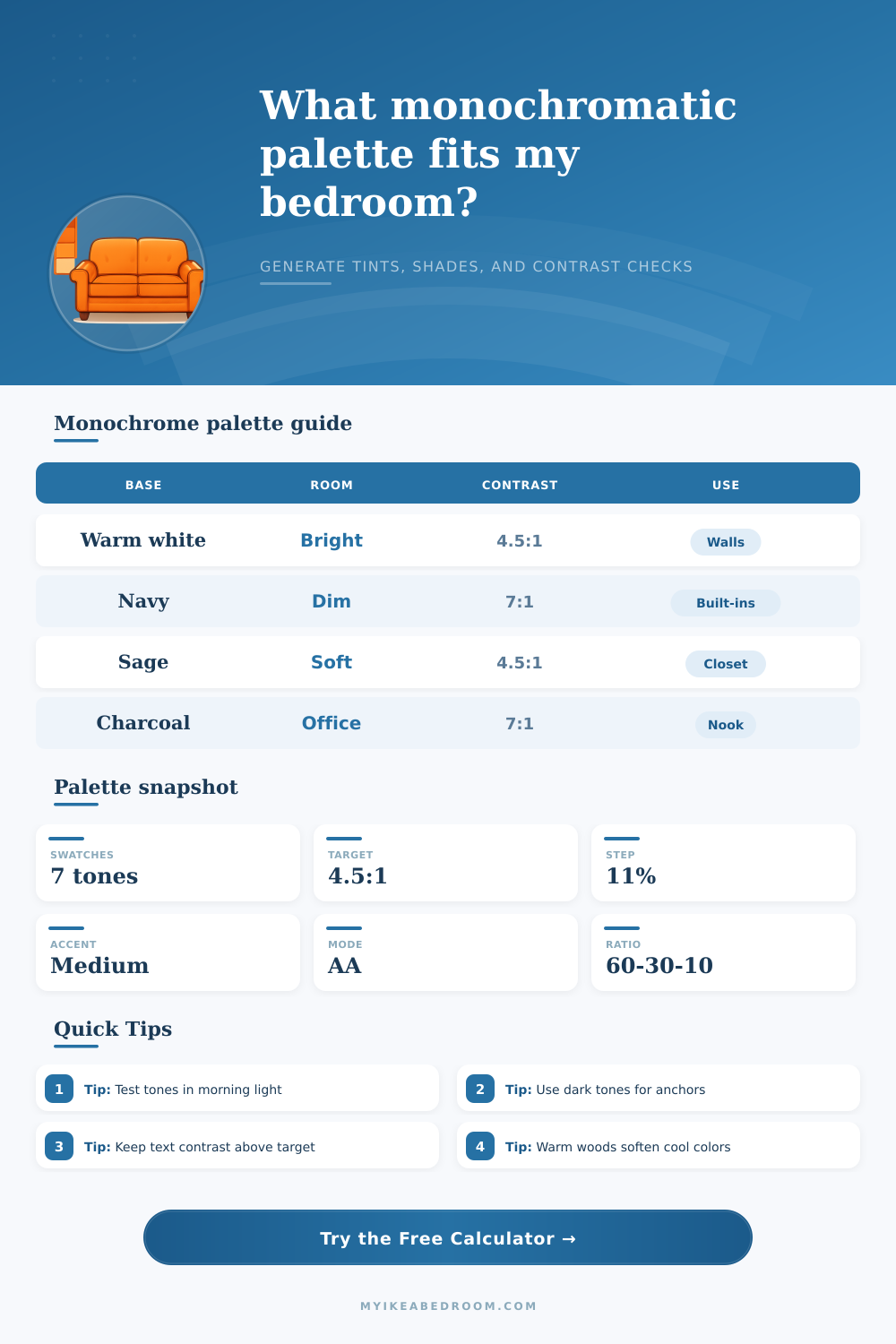 Monochromatic Color Palette Generator for Bedrooms