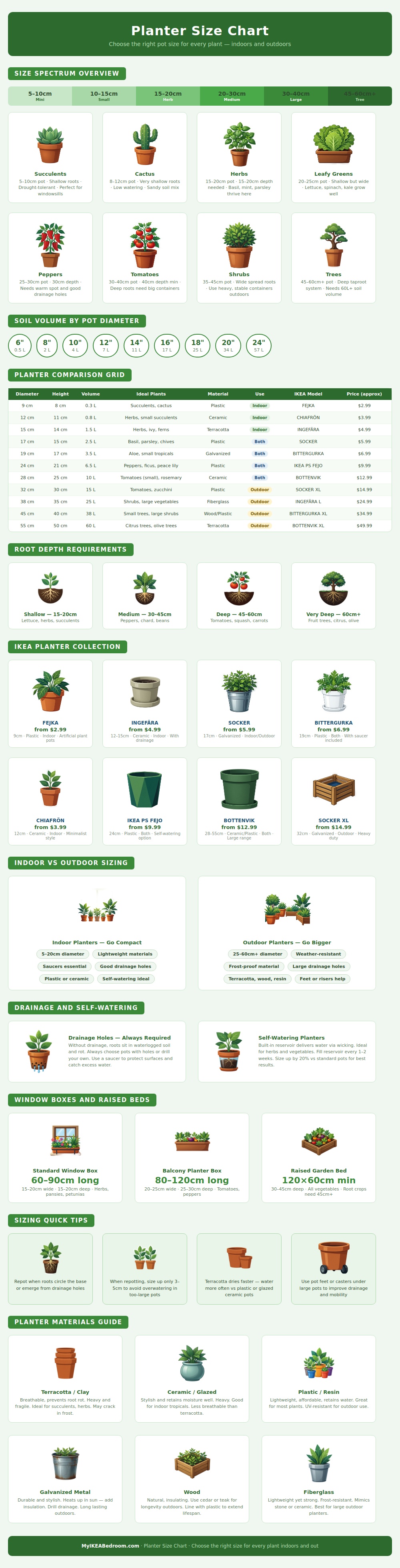 Planter Size Chart