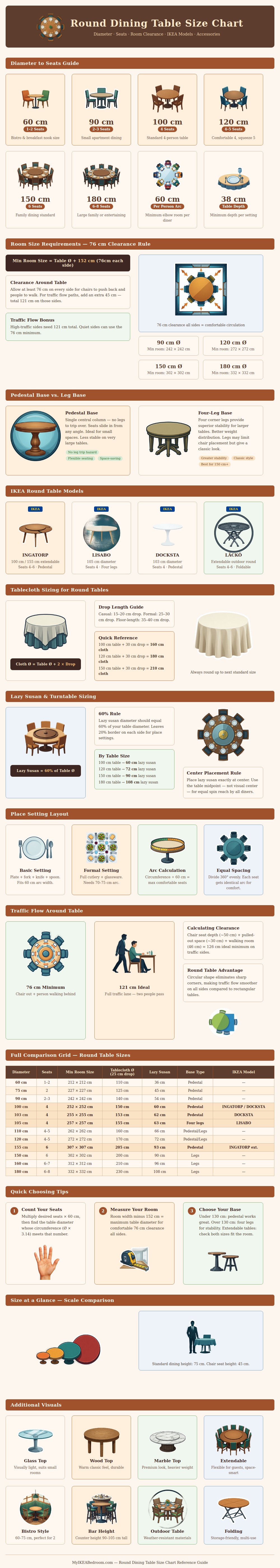 Round Dining Table Size Chart