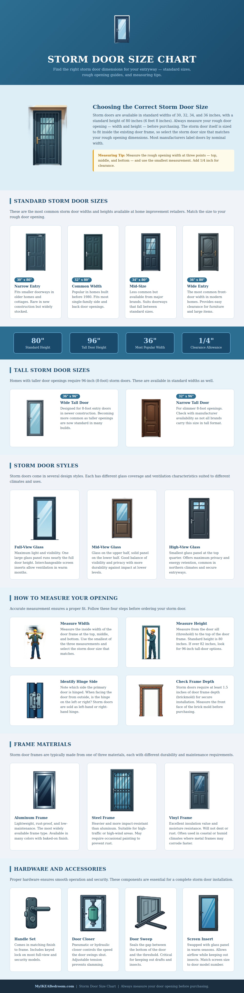 Storm Door Size Chart
