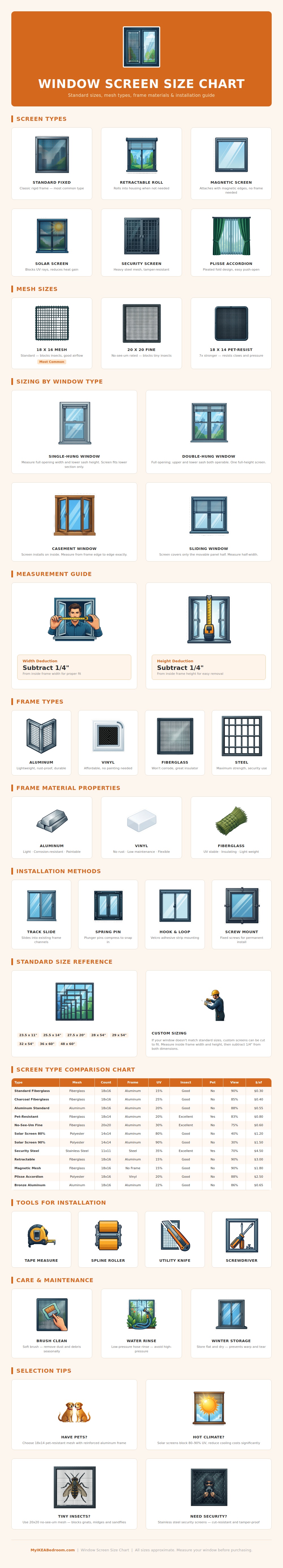 Window Screen Size Chart