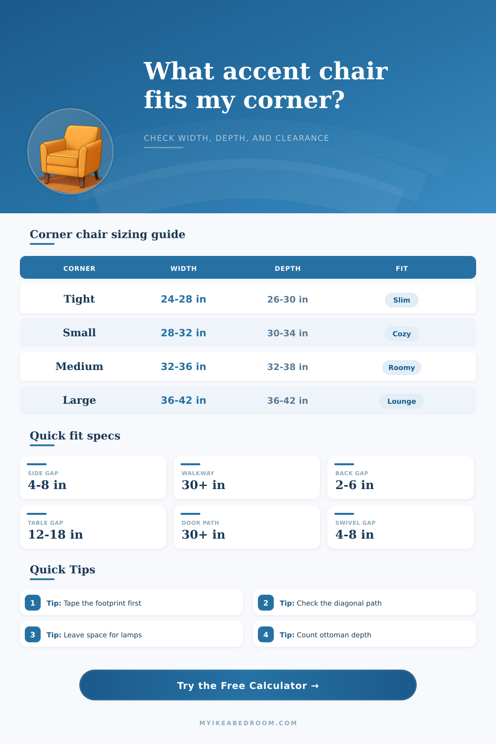 Accent Chair Size for Corner Calculator