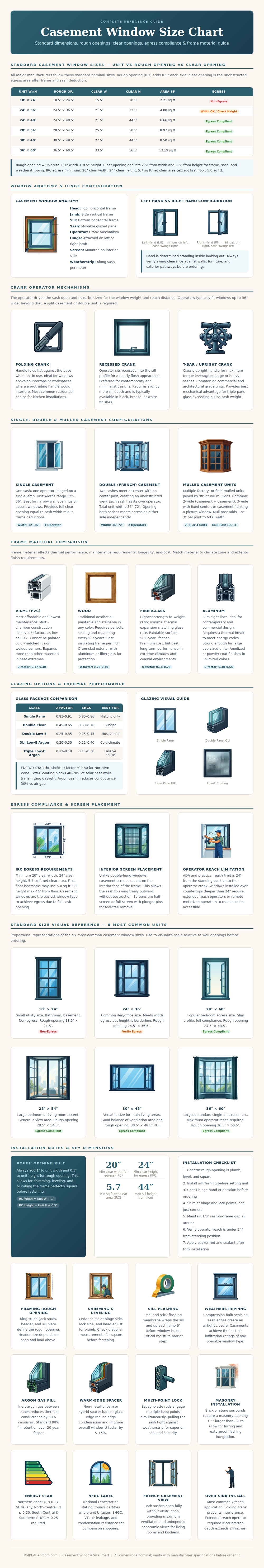 Casement Window Size Chart