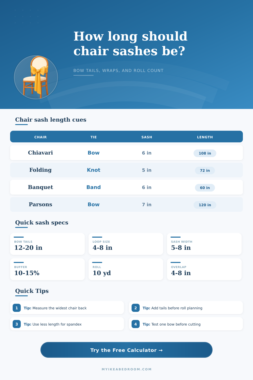 Chair Sash Length Calculator